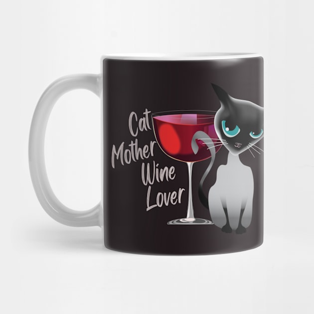 Cat mother wine lover (light lettering) by ArteriaMix